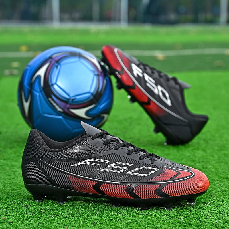 qztzx Chaussures de Football FG Homme Cuir Verni Montantes Ultra-légères — Professionnel & Match EU 32–48