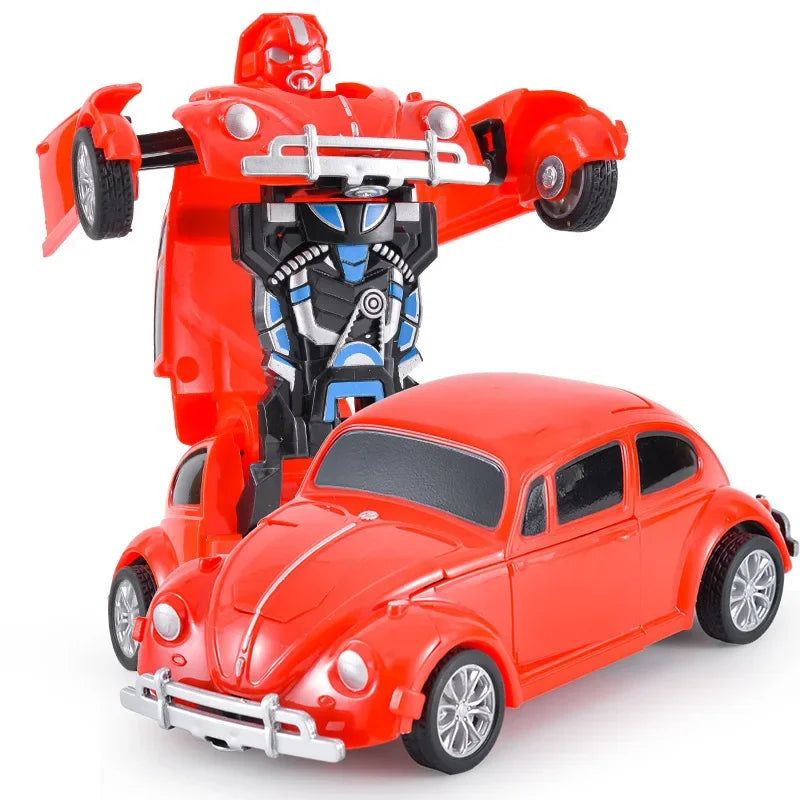 Coche de juguete de cambio de forma de impacto inercial para niños, robot Autobot de cambio de forma con un solo botón, rompecabezas de cambio de forma, colisión