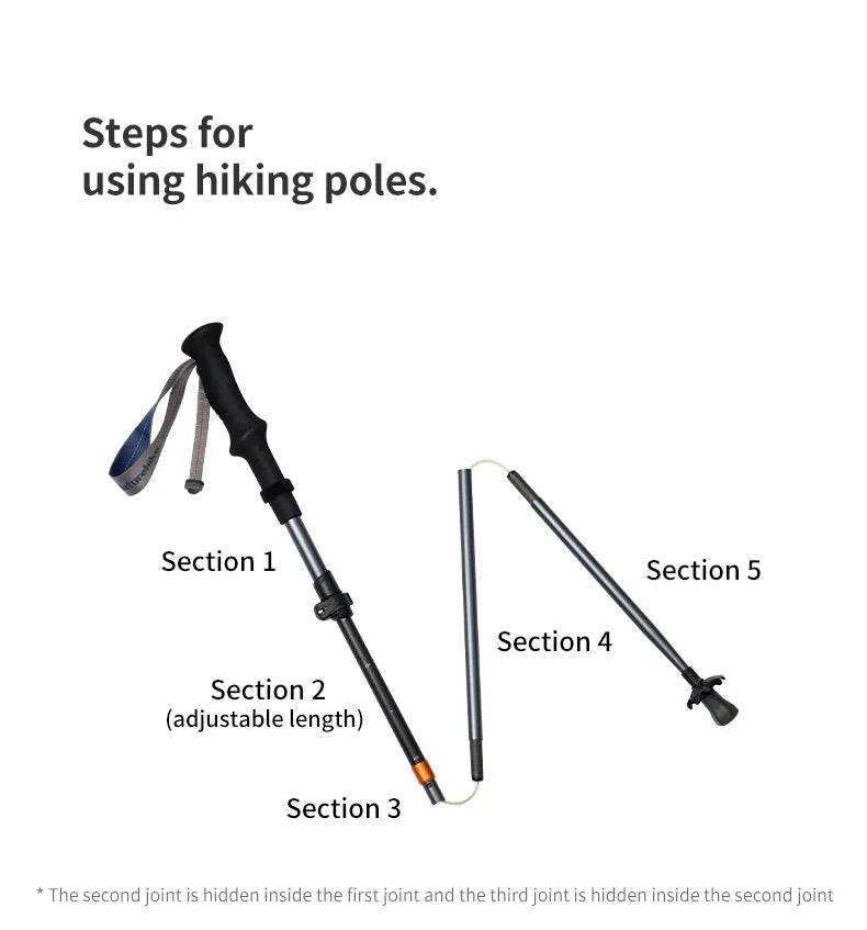 Naturehike – bâtons d'escalade ultralégers, pliables, pour l'extérieur, en Fiber de carbone, à verrouillage rapide