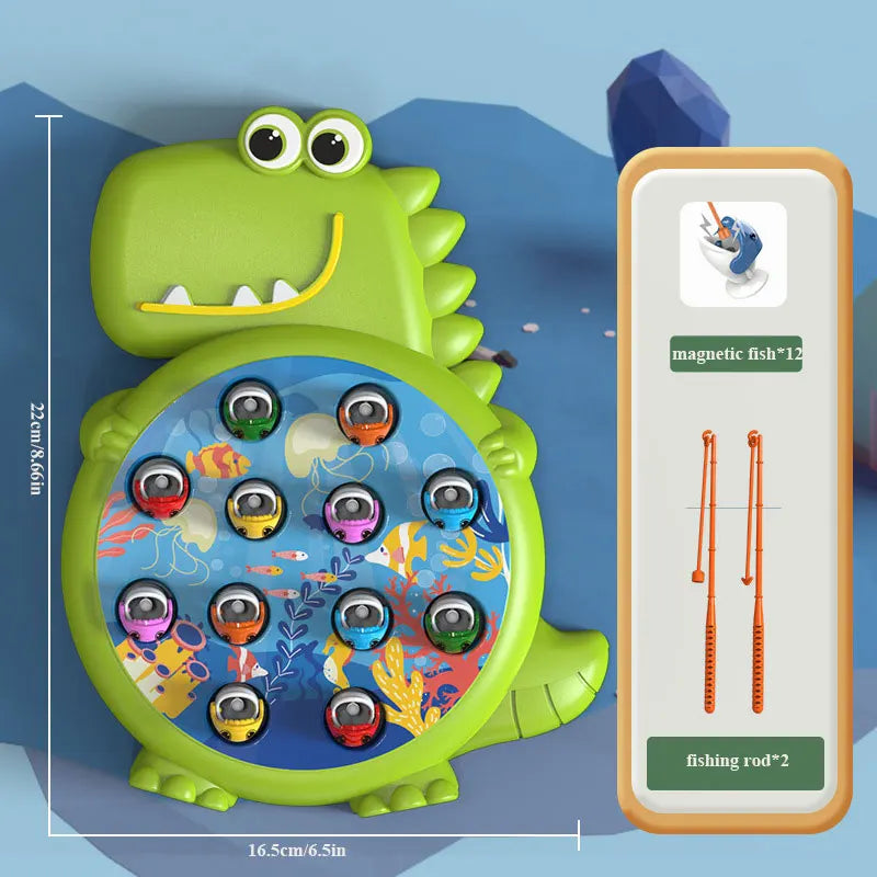 Jouets de pêche magnétiques simples dinosaure, canne à jeu, jouets pour enfants, bébé Montessori avec tige, cadeau éducatif sans rotation