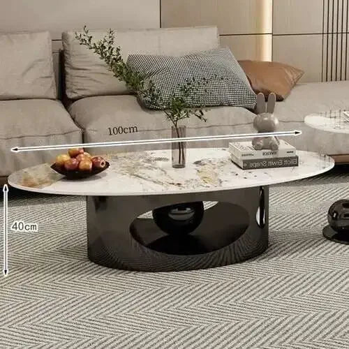 Modern coffee tables marble effect Deluxe Nordic oval white metal side table Premium Low Lounge Tables home furniture