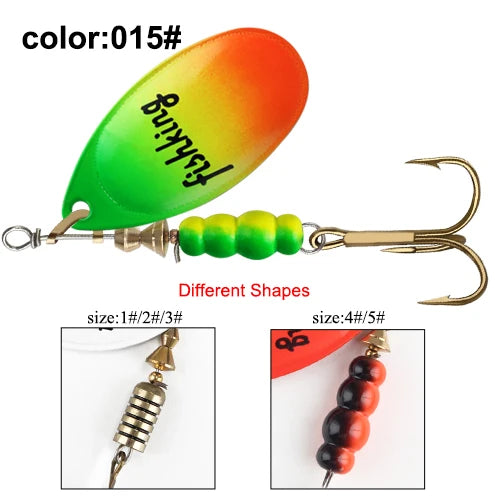 NGB métal leurre de pêche Spinner appâts 1 pièces 3.9g 4.6g 7.4g 10.8g 15g cuillère rotative leurres Spinners avec triples crochets brochet appâts