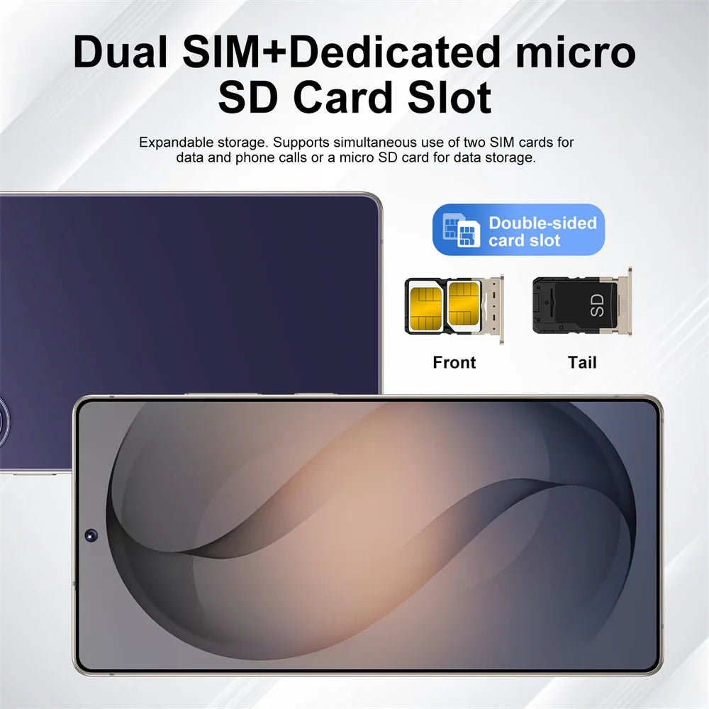 Smartphone Original 2026 pour S26 Ultra 5G 7.3HD AI 8 cœurs Double SIM 16G+1TB Téléphone Portable Android Débloqué
