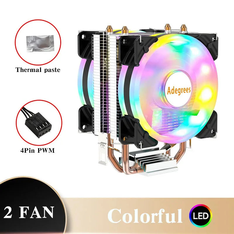 Ventilateur de refroidissement pour processeur Intel, refroidisseur d'air CPU, X79, X99, 3 broches, 4 broches, PWM, LGA 1366, 1151, 1155, 1200, 1700, 2011, AMD, AM3, AM4, AM5