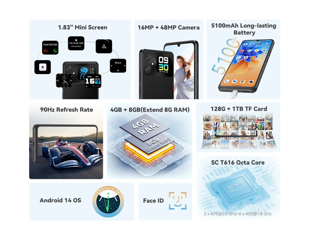 Cubot A20 Smartphone Android 14 — 12 Go RAM, 128 Go, Écran 6,74" 90Hz, 5100 mAh, 48 MP, 4G