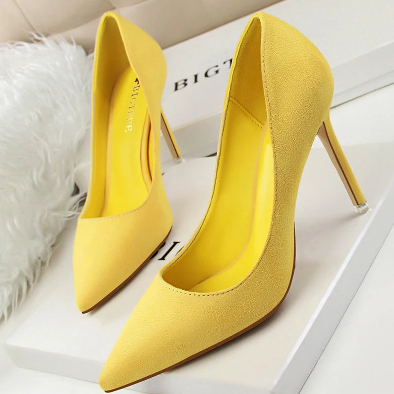 BIGTREE-Zapatos de tacón alto de aguja con punta para mujer, calzado informal a la moda