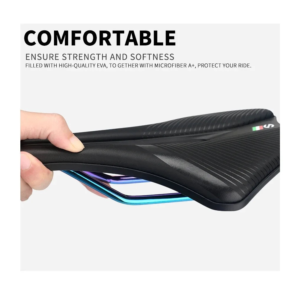 Selle de vélo de route TOSEEK MTB, EVA + cuir en super fibre, design ergonomique, large et confortable, long trajet, ultra-légère, siège creux TT