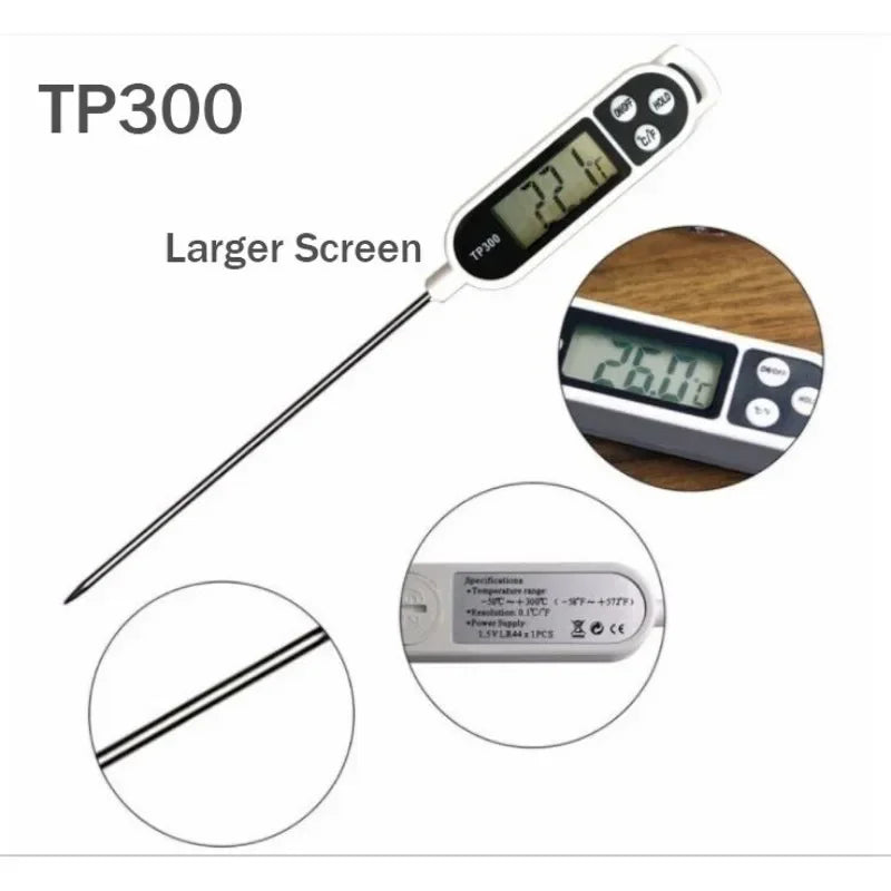 Thermomètre alimentaire numérique — sonde viande, BBQ, four, eau, huile, cuisson, électronique