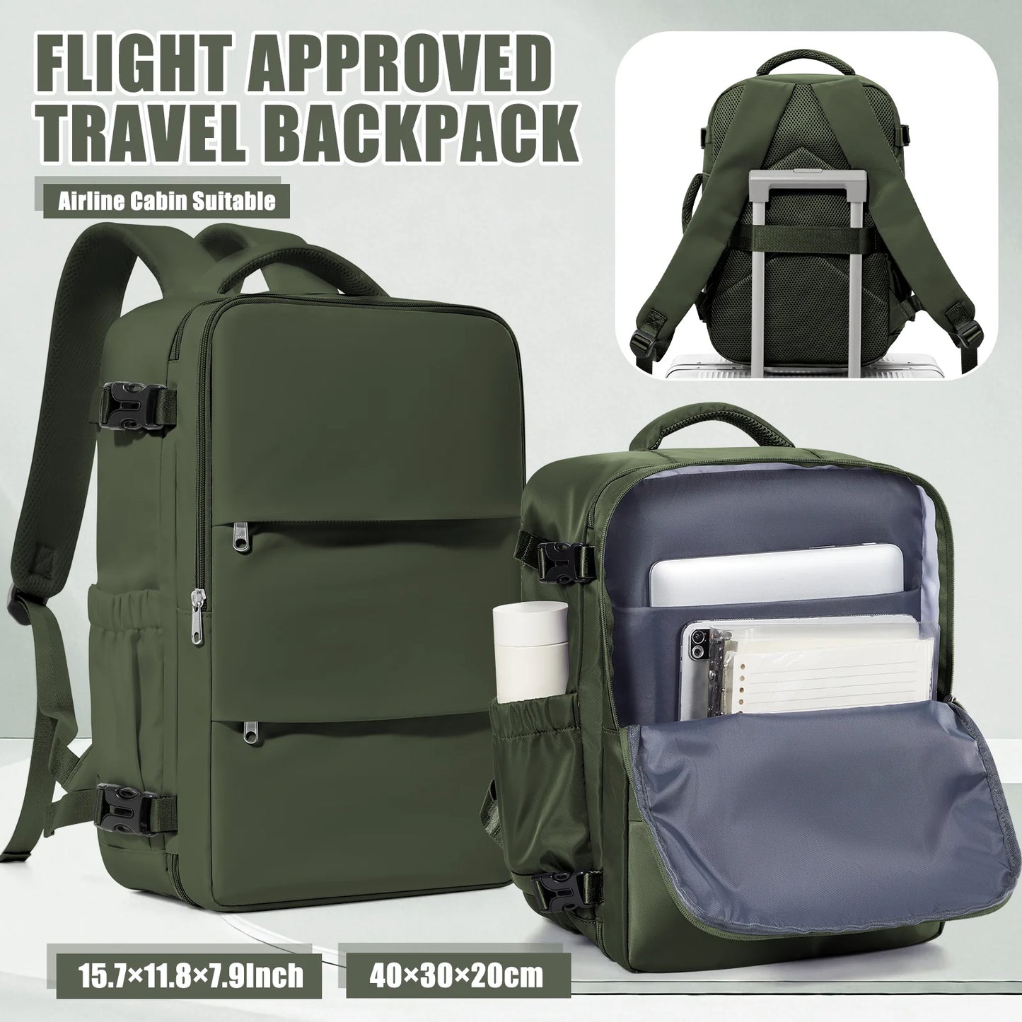 Sac à dos de voyage cabine avion 40x30x20 — étanche, ordinateur portable, bagage à main