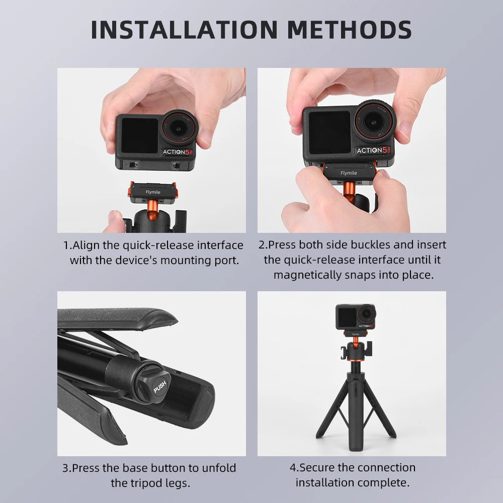 Flymile — Perche à Selfie Trépied DJI Osmo 360 Action 4/3 Base Magnétique