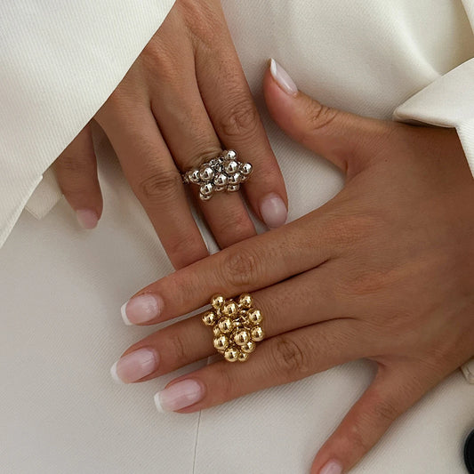 Salircon 2026 - Open Metal Ring Punk Hip Hop Style with Small CCB Ball for Women and Men, Fashion Jewelry, Gift