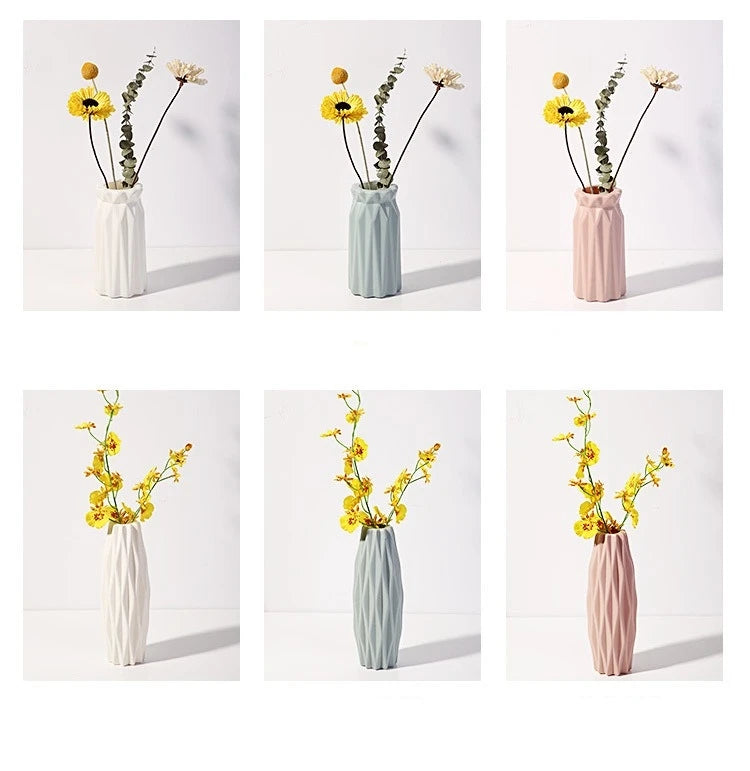 Vase nordique en plastique – Petit pot de fleurs décoratif pour salon, style moderne