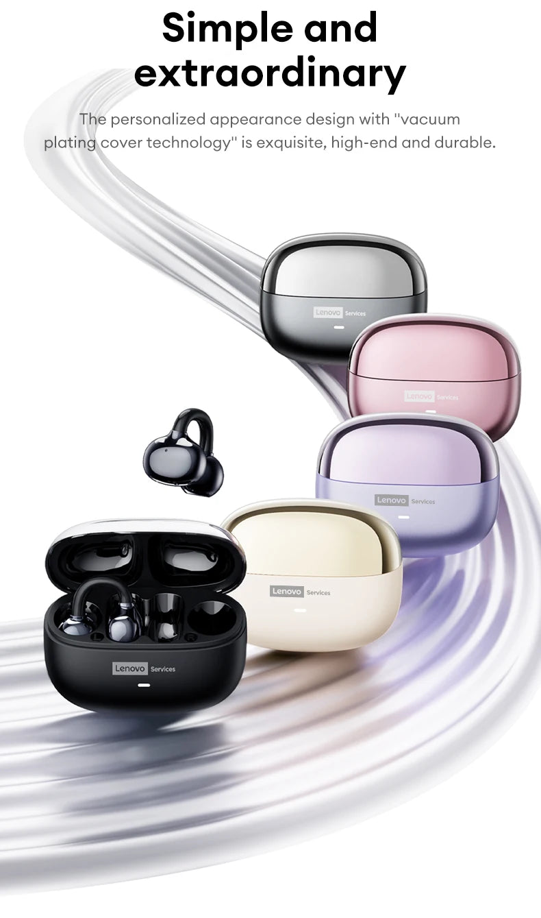 Auriculares Lenovo LE302 HIFI estéreo deportivos de clip abierto, Bluetooth 6.0 con cancelación de ruido y batería de larga duración