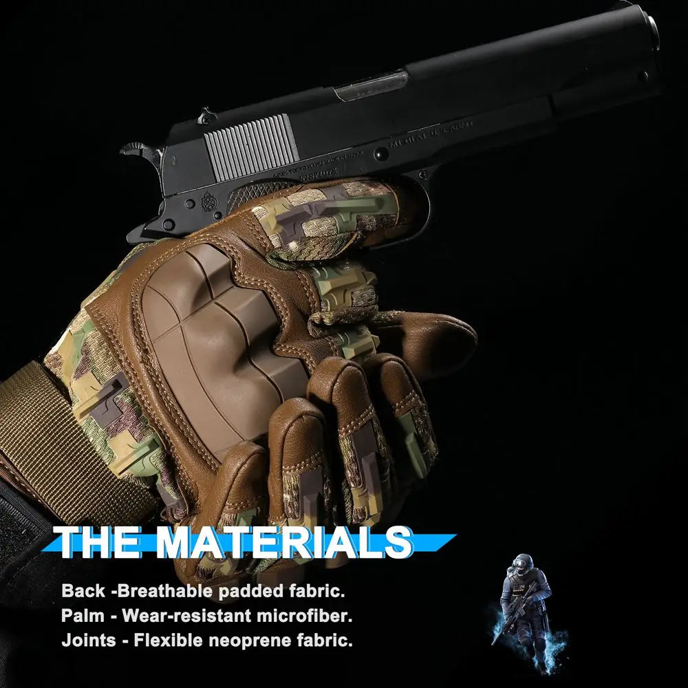 Gants de cyclisme en cuir PU pour écran tactile, tactique Airsoft, chasse, tir, randonnée, vélo, Sport de plein air, équitation, protection pour hommes