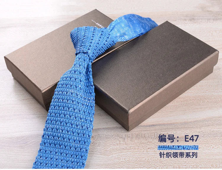 Men's Casual British Style Retro Striped Knitted Ties Formal Business Navy Red Brown Handmade Ties Tuxedo Neckties