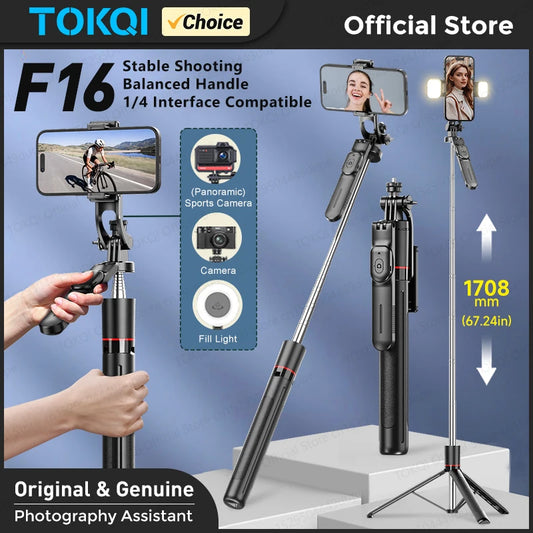 TOKQI — Bâton Selfie Extensible 360° Télécommande Bluetooth & Lumière Optionnelle