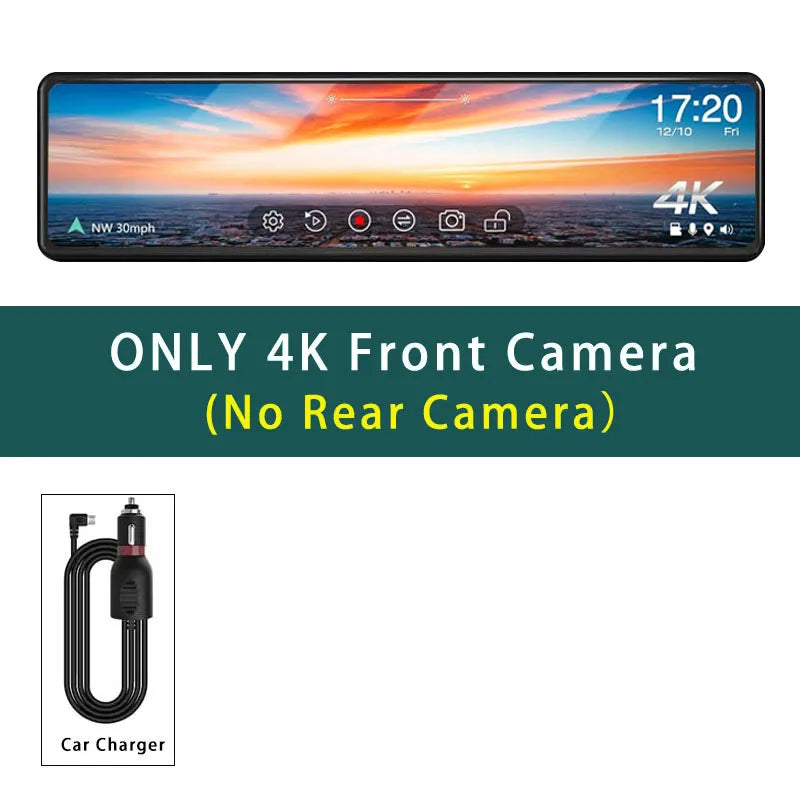 11.26 "UHD 4K 2160P coche Dvr GPS WIFI espejo Dash Cam doble lente Dashcam IPS pantalla cámara reproductor grabador flujo espejo retrovisor