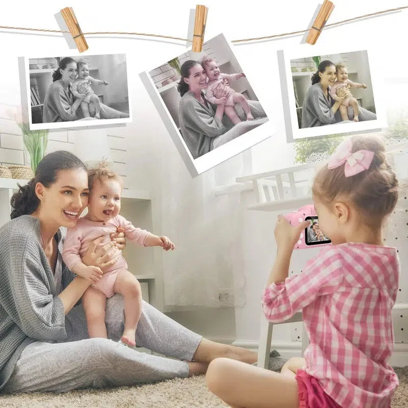 Cámara para niños súper linda, juguete educativo para niños, cámara digital de cumpleaños para bebés, cámara de video 1080P con regalo gratis para niña