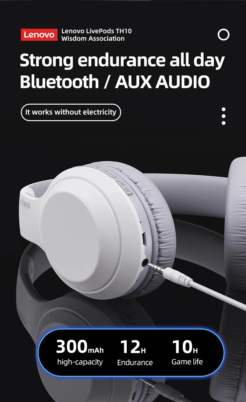 Auriculares estéreo Bluetooth Lenovo Thinkplus TH10 TWS Auriculares de música con micrófono para móvil iPhone Samsung Android iOS