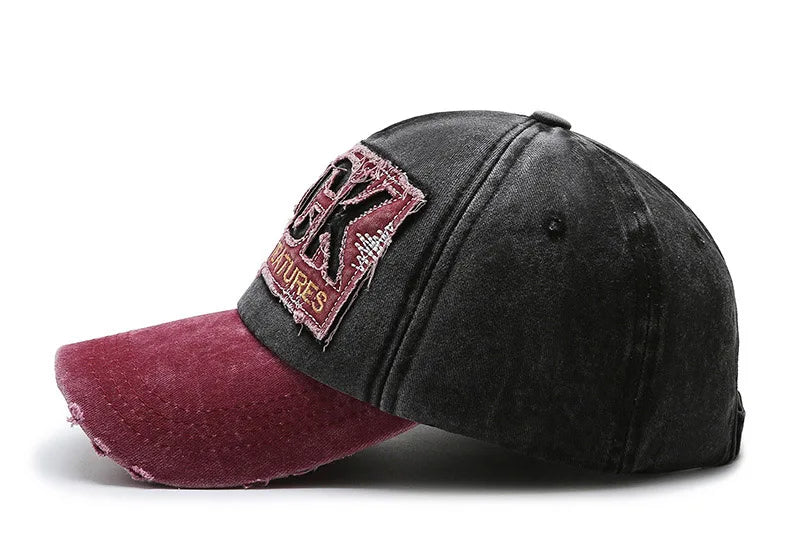 Casquette en denim shabby avec lettres lavées — hommes, femmes, chapeau de soleil, version coréenne, mode printemps/automne