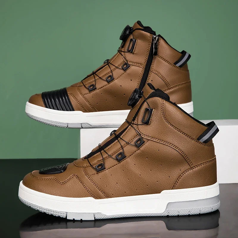 Chaussures Moto & Vélo Homme Cuir Antidérapantes — Route & Montagne