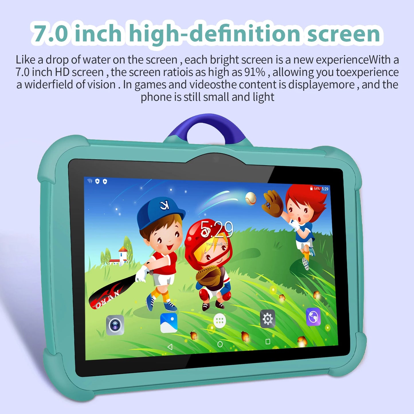 Tablet PC infantil de 7 pulgadas con Android 13 Quad Core 4GB RAM 64GB ROM Aprendizaje educativo Diseño simple barato favorito de los niños