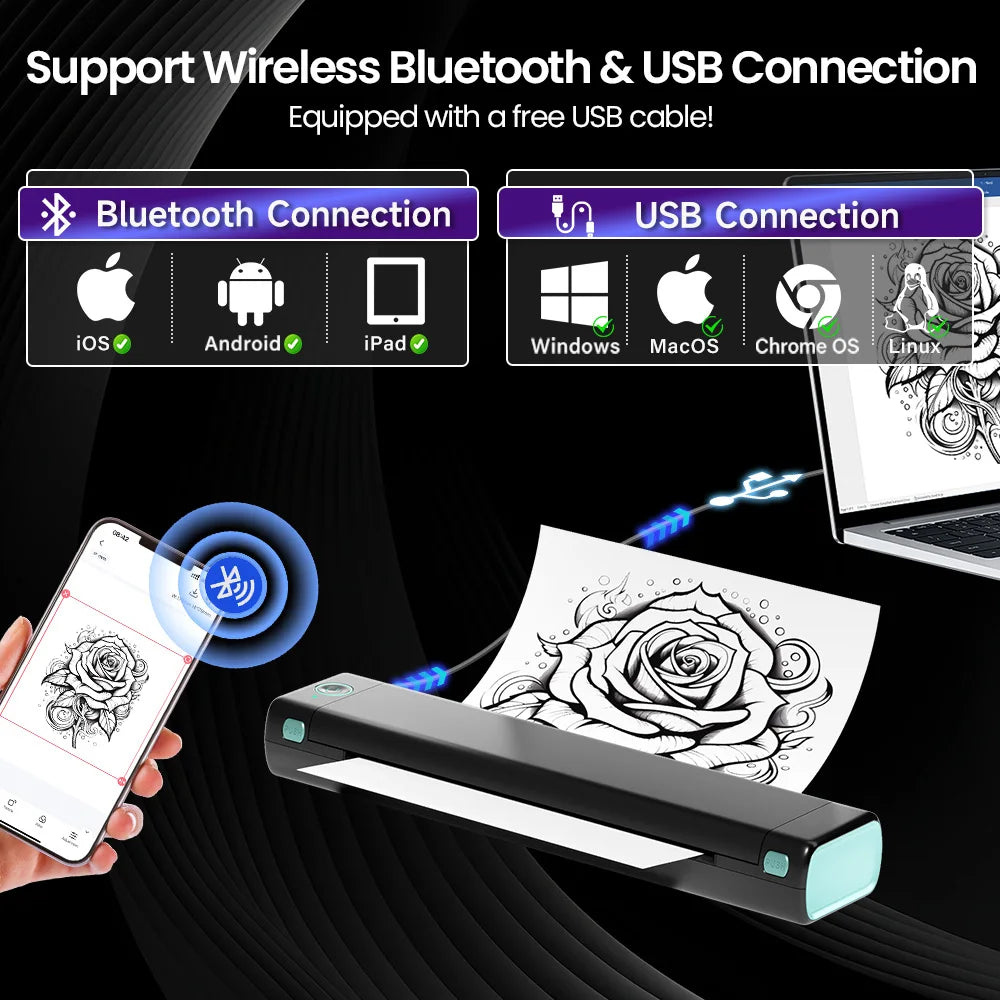 Phomemo – Bluetooth Tattoo Stencil Printer, M08F Wireless Tattoo Transfer Machine with 10 Free Transfer Papers, for Artists and Beginners