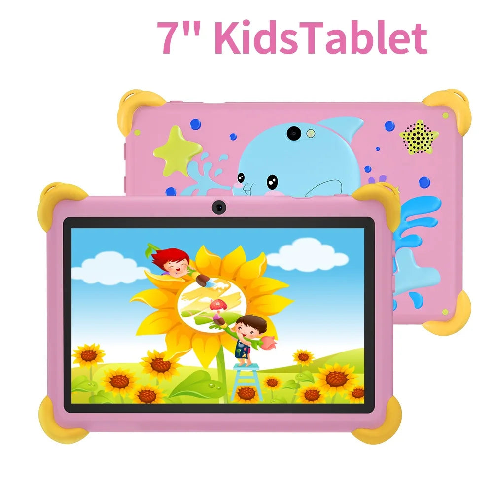 Tableta infantil de 7 pulgadas 5G con diseño de dibujos animados, PC de aprendizaje y educación Android con funda a prueba de niños, tableta de 4000 mAh