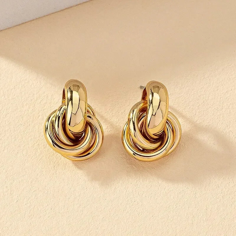 Women's Knot Earrings, Gold Silver Color, Shiny Plating, Trendy Stud, Cute, Everyday Wear, Jewelry