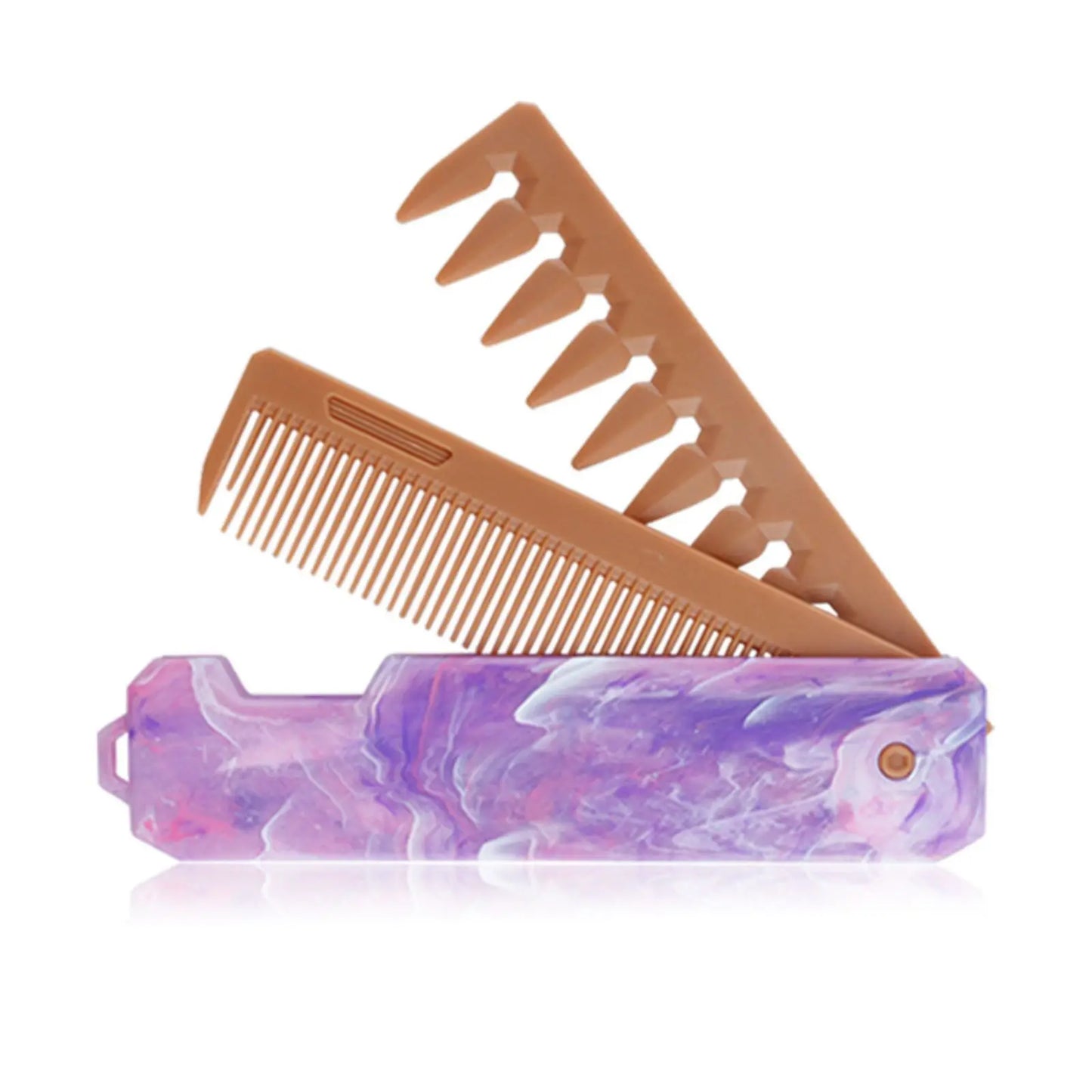 Nouveau 1/2/3 en 1 peignes pliants de poche en plastique à dents larges tête d'huile peigne barbe peignage barbier tondeuse peigne Salon outils de coiffure