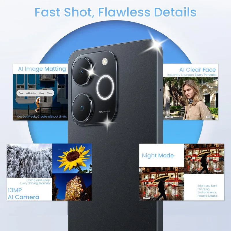Realme Note 70T AI Smartphone Version mondiale 6.75 pouces 90Hz écran 6000mAh batterie 13MP Al caméra octa-core Chipset IP54