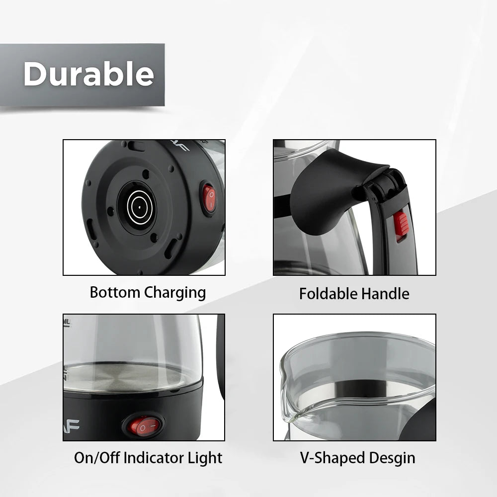 Cafetera turca portátil de 600W, cafetera italiana, árabe, griega, moka, asa plegable, fácil para el hogar y los viajes