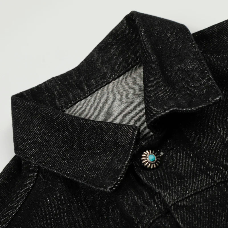Veste courte en jean à boucle d'avion pour hommes, Streetwear mode Hip Hop Turquoise bouton, veste en jean unisexe printemps automne manteau de Cowboy