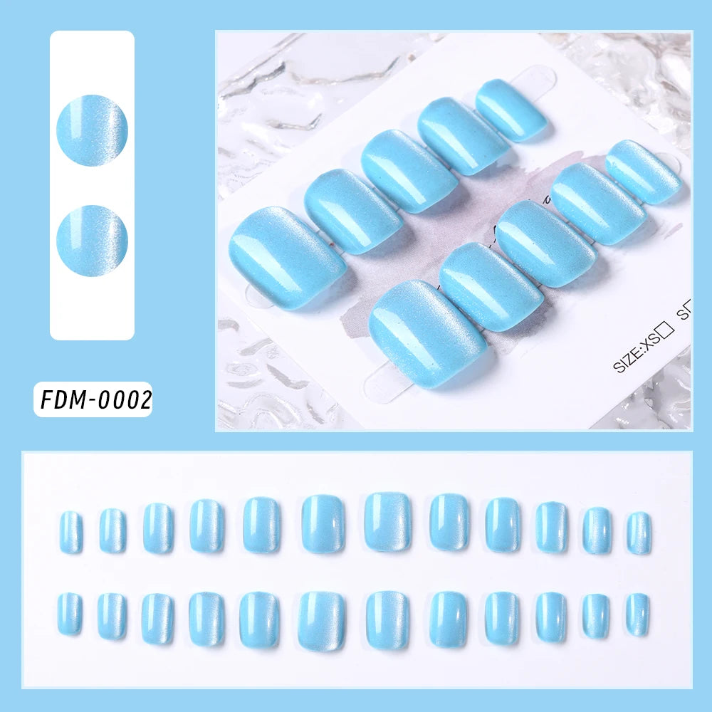 24 pièces/ensemble français rose carré court faux ongles presse sur ongles bord blanc nu rose ongles conseils couverture complète portable pointe française