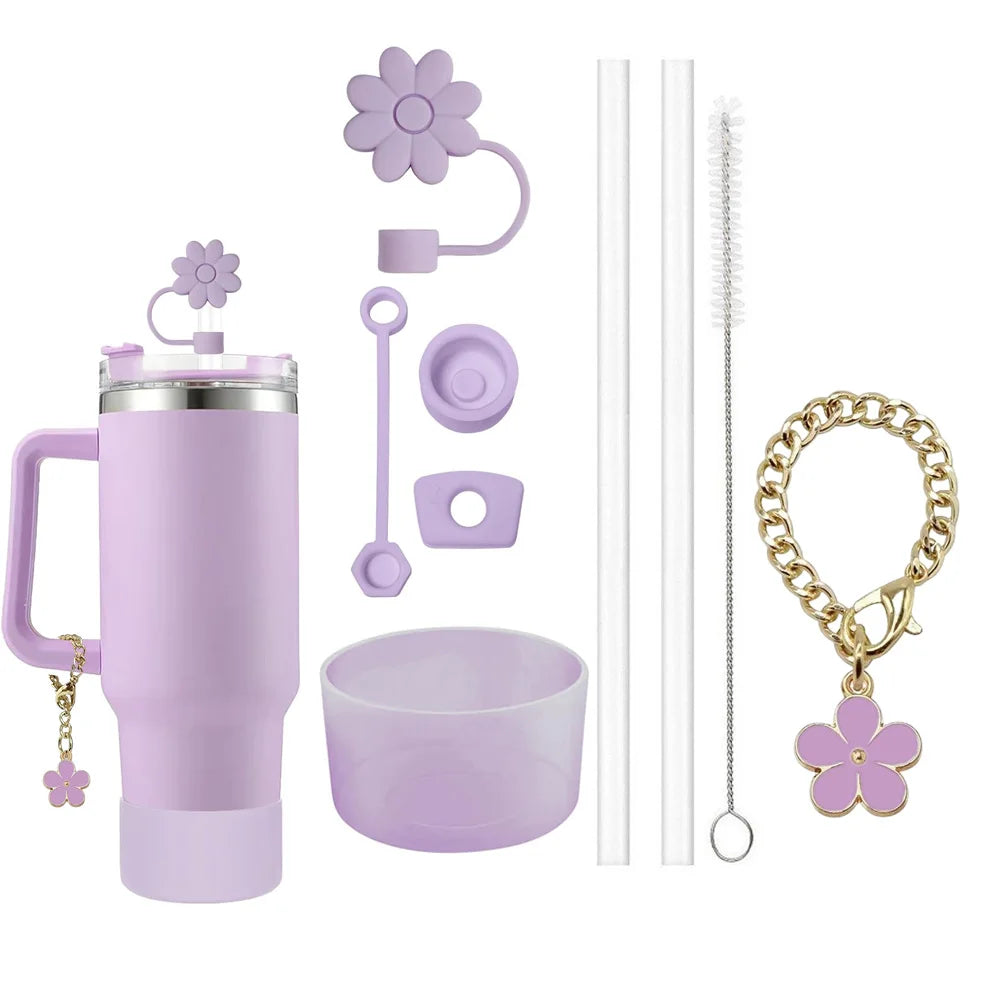 Kit Accessoires 9 Pièces pour Tasse Stanley — Bouchons, Brosses & Charme Floral