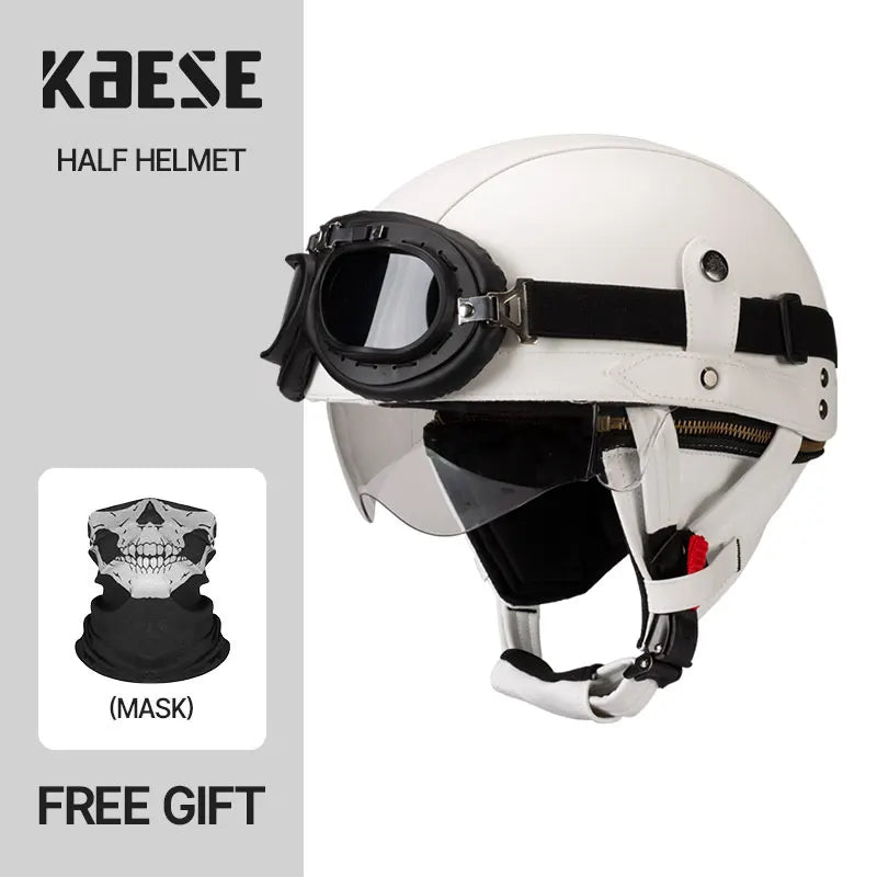 Motorcycle Half-Face Vintage Helmets Men Women Unisex Scooter Summer Helmet Black Brown DOT Approved Helmet
