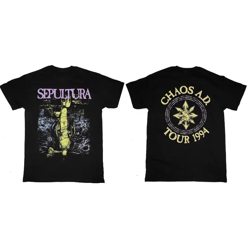 T-shirt graphique vintage rock 1994 — coton unisexe, manches courtes, mode décontractée, rétro