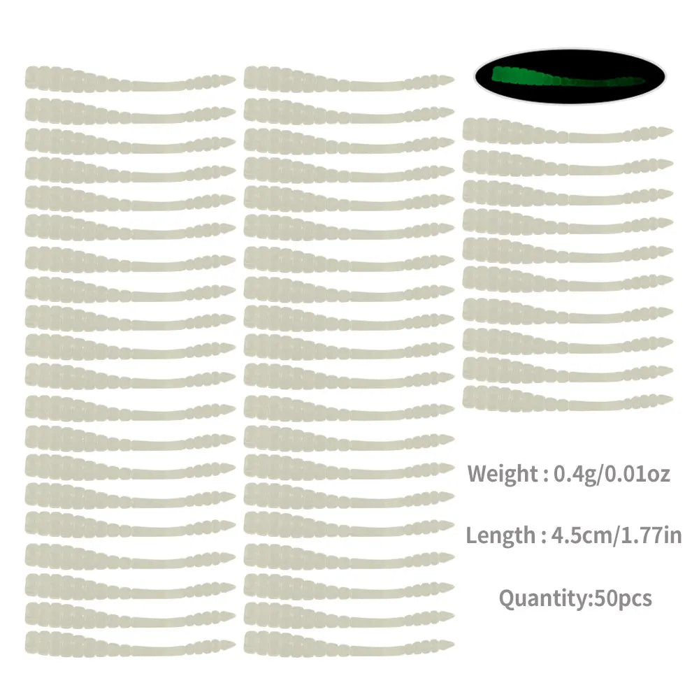 Hengjia 10-50pcs/lot 4.5CM Small Soft Silicone T-Tail Worm Swimbait Lure Fishing Tackle for Carp Black-bass Pike