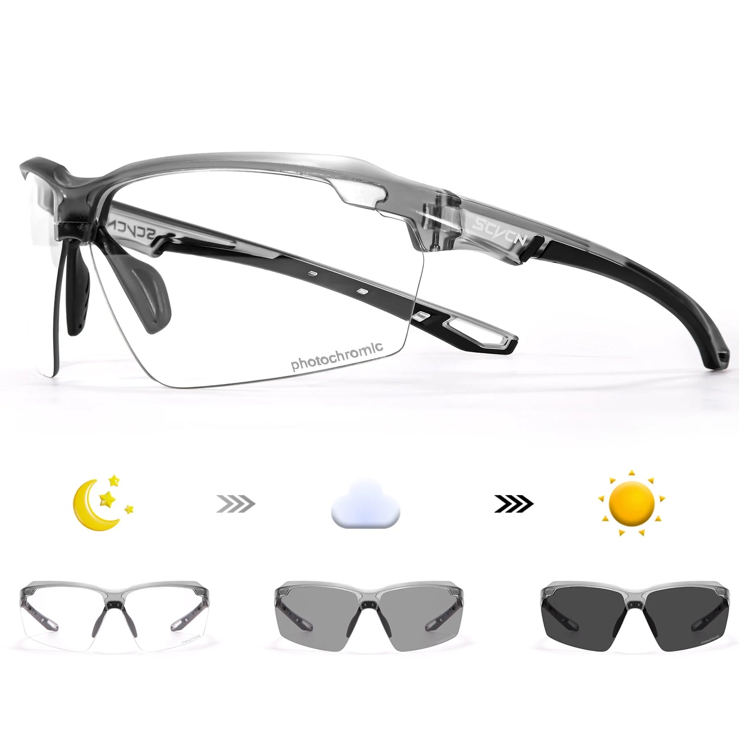 Lunettes de cyclisme photochromiques UV400 — sports de plein air, course, VTT, vélo de route, hommes et femmes