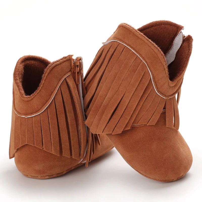 Mocassins Bébé Hiver Franges — Chaussures Douces Unisexe 0–18 mois