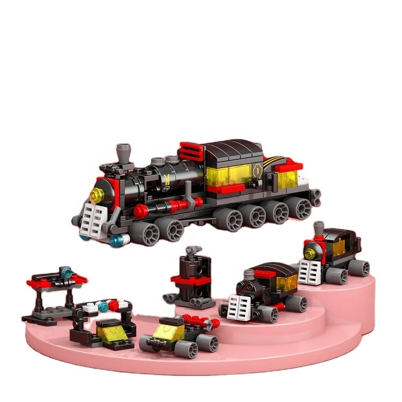 6-in-1 DIY Robot Train Track Vehicle Truck Building Blocks Kit Girls Bricks Movie Model Kids STEM Educational Birthday Boys Toys