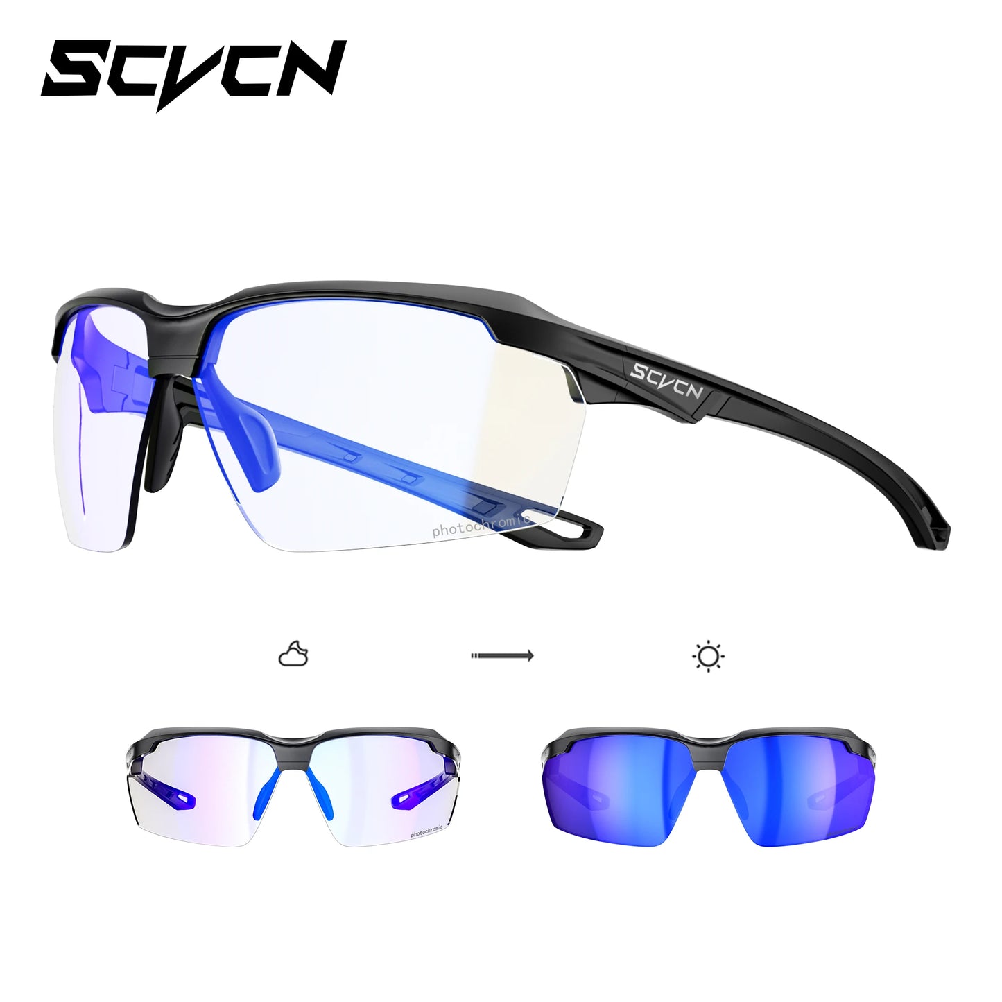 Lunettes de cyclisme photochromiques UV400 — sports de plein air, course, VTT, vélo de route, hommes et femmes