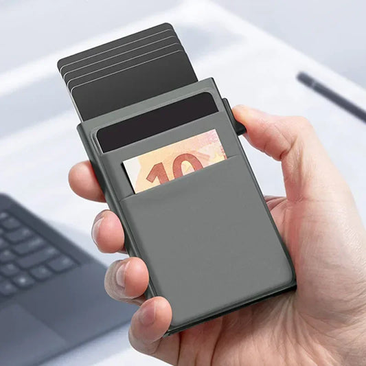 RFID Anti-blocking Smart ID Bank Credit Card Holder Wallet Thin Slim Metal Men Women Pop-Up Minimalist Metal Card Case