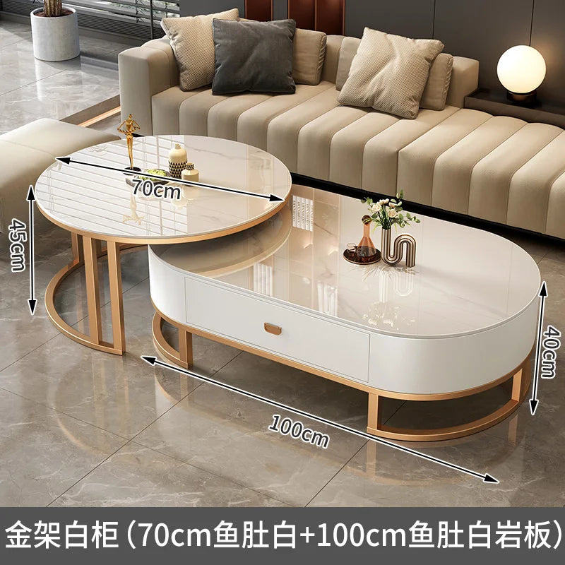 Luxury Extendable Round Modern Coffee Tables Minimalist Premium Design Book Furniture Mesa De Centro De Sala