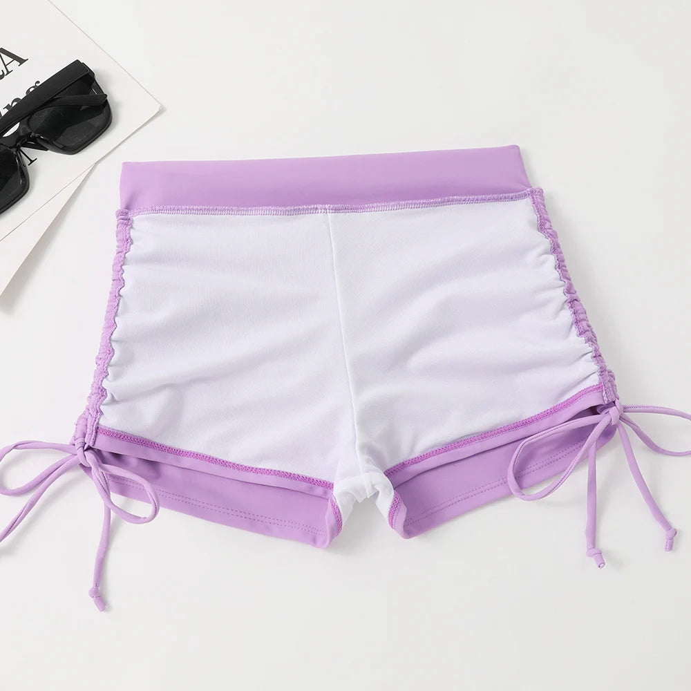 Maillots de bain femme 2026 : Bikinis short à cordon de serrage devant, taille haute, pour la natation et la plage