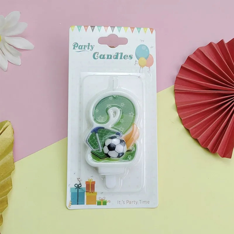 Bougies Gâteau Anniversaire Ballon Football Chiffres 0–9 — Décoration Fête Thème Sport