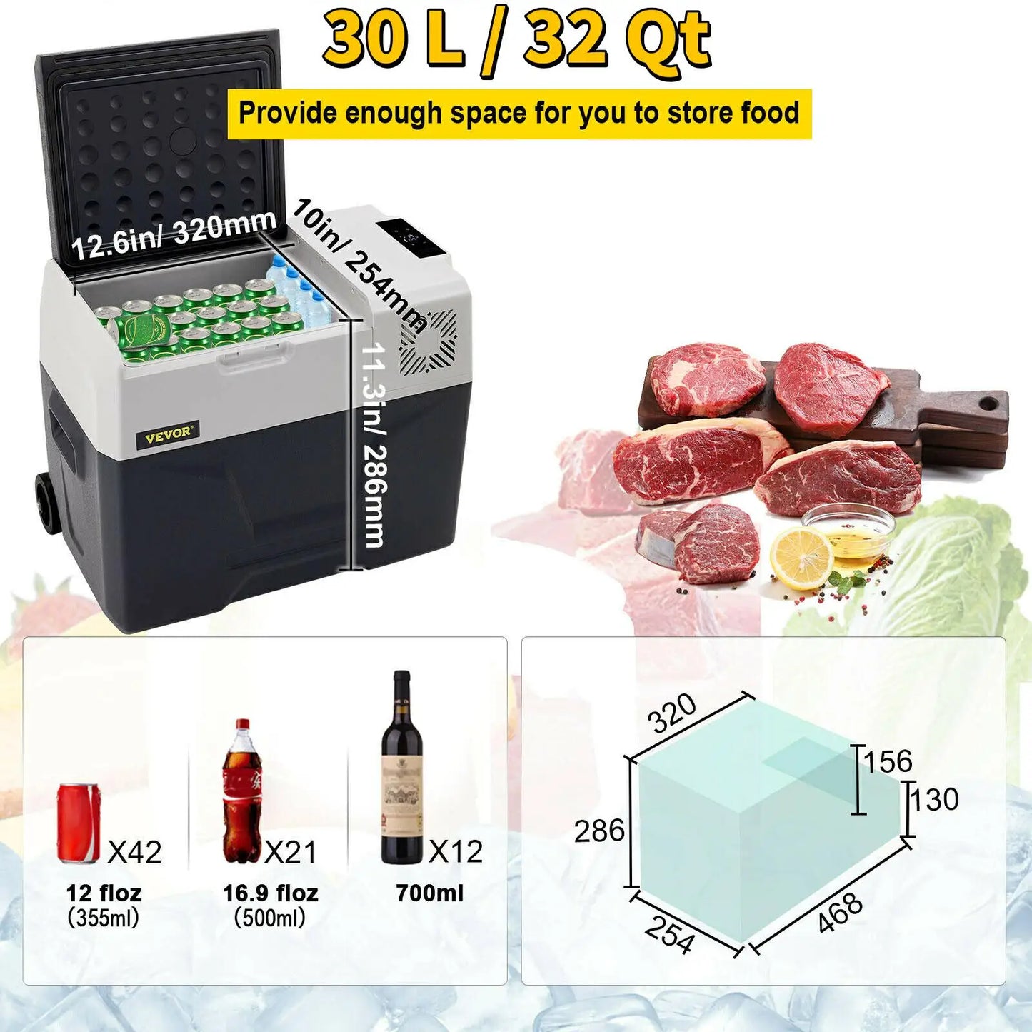 Glacière électrique portable 30/40/50L — 12V/24V/220V, mini frigo, voiture, camping, pique-nique