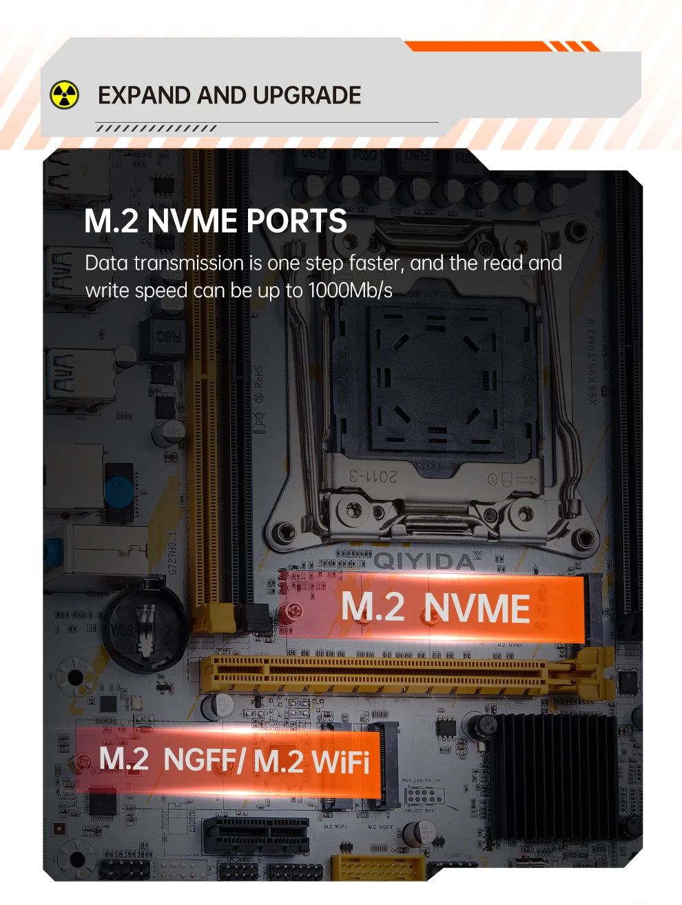 Carte mère QIYIDA X99 mATX LGA2011-3 — Xeon E5 V3/V4, DDR4 128 Go, M.2 NVMe/NGFF, SATA3, USB3.0