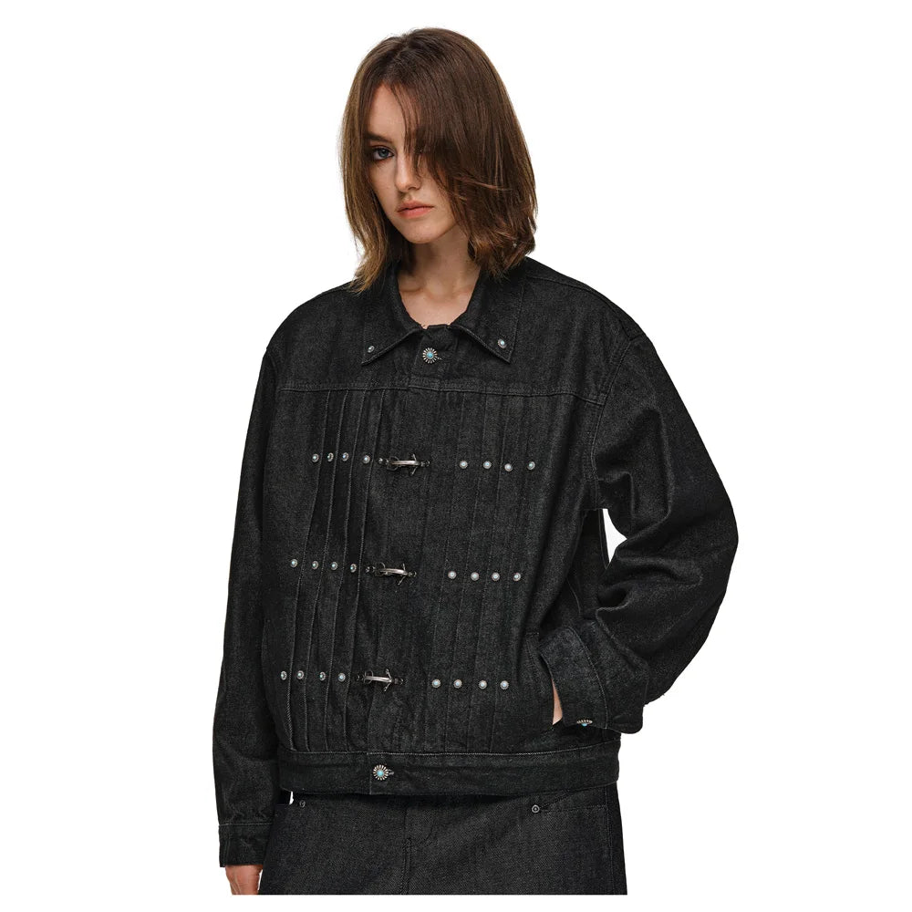 Veste courte en jean à boucle d'avion pour hommes, Streetwear mode Hip Hop Turquoise bouton, veste en jean unisexe printemps automne manteau de Cowboy