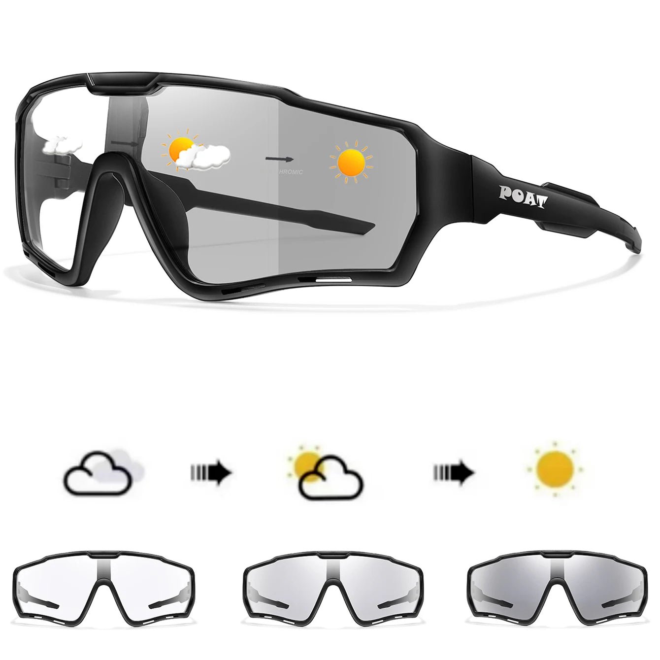 POAT tout nouveau Style lunettes de soleil photochromiques sport hommes femmes vtt vélo lunettes de vélo cyclisme pêche lunettes de course